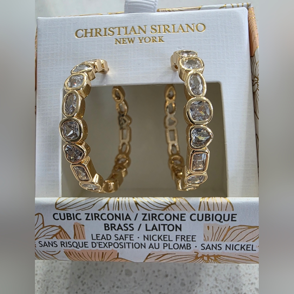 Christian Siriano Gold and Silver Cubic Zirconia Earrings